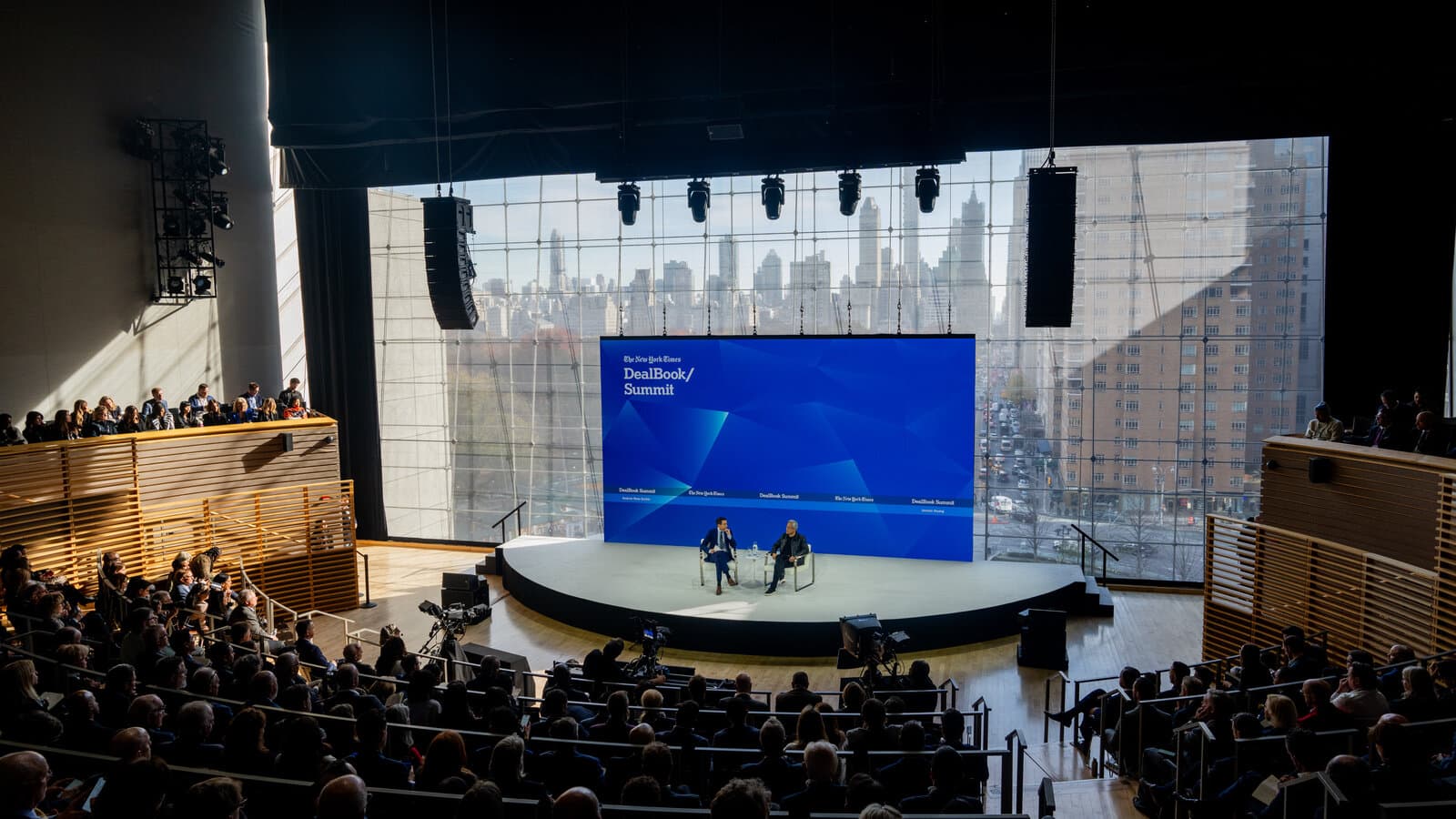 DealBook Summit stage inside The Times Center